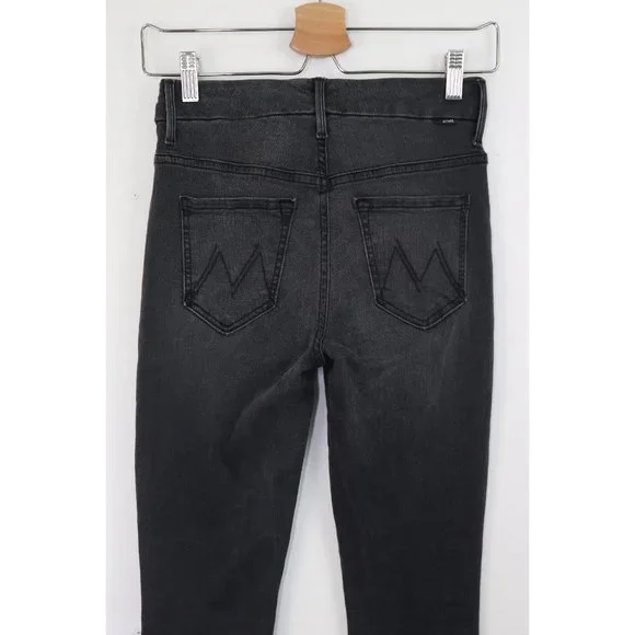 Mother High Waisted Looker Ankle Fray Skinny Jeans Lighting Up Lanterns Grey 24 - Picture 10 of 11